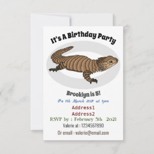 Armadillo girdled lizard cartoon illustration invitation