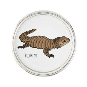 Armadillo girdled lizard cartoon illustration  lapel pin