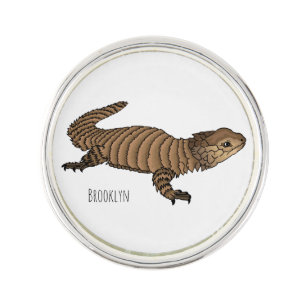 Armadillo girdled lizard cartoon illustration lapel pin