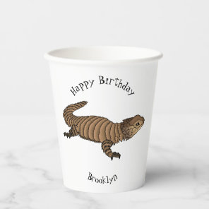Armadillo girdled lizard cartoon illustration  paper cups
