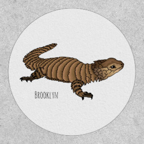 Armadillo girdled lizard cartoon illustration patch