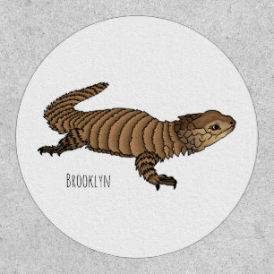 Armadillo girdled lizard cartoon illustration patch