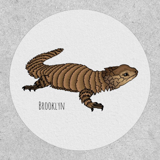 Armadillo girdled lizard cartoon illustration patch (Front)