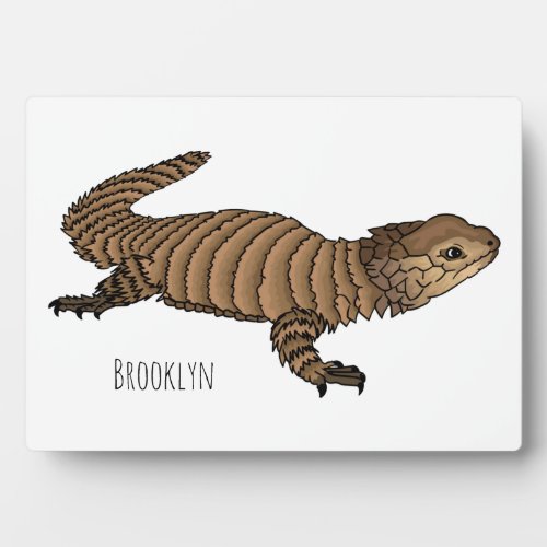 Armadillo girdled lizard cartoon illustration  plaque