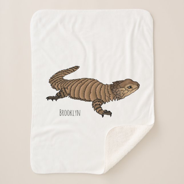 Armadillo girdled lizard cartoon illustration sherpa blanket (Front)