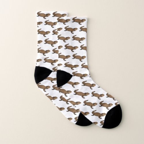 Armadillo girdled lizard cartoon illustration socks