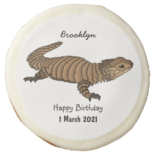 Armadillo girdled lizard cartoon illustration sugar cookie (Front)
