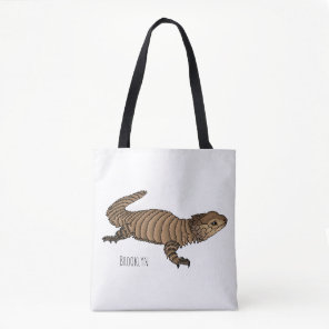 Armadillo girdled lizard cartoon illustration  tote bag