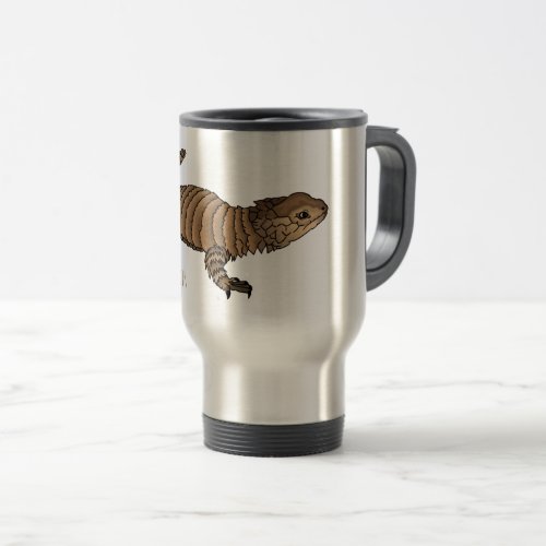 Armadillo girdled lizard cartoon illustration travel mug