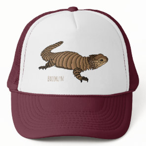 Armadillo girdled lizard cartoon illustration trucker hat