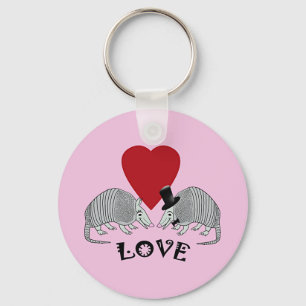 Armadillo Heart Love Pink Keychain