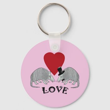 Armadillo Heart Love Pink Keychain by EnchantedBayou at Zazzle