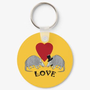 Armadillo Heart Love Vintage Yellow Keychain