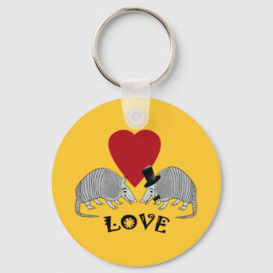 Armadillo Heart Love Vintage Yellow Keychain