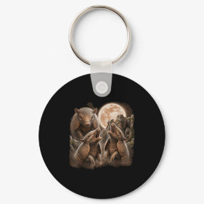 Armadillo howling moon design funny animal keychain
