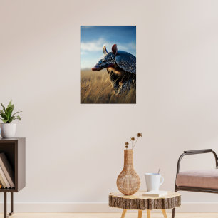 Armadillo in the Golden Savannah Poster