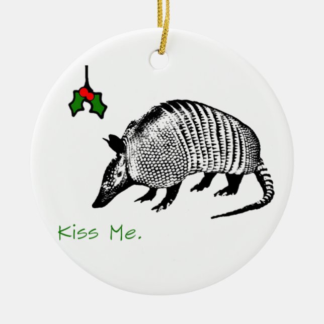 Armadillo Kiss Me Ceramic Ornament (Front)