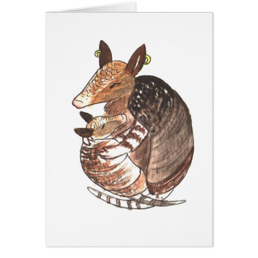 Armadillo Mother with her Baby Cards (Front)
