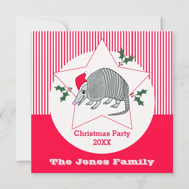Armadillo Santa Christmas Party Invitation (Front)