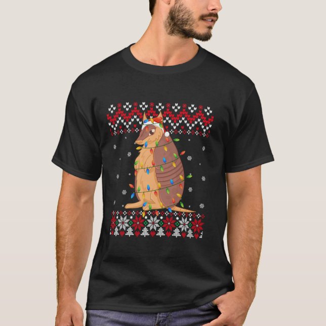 Armadillo Santa Hat Men Women Kids Ugly Christmas  T-Shirt (Front)