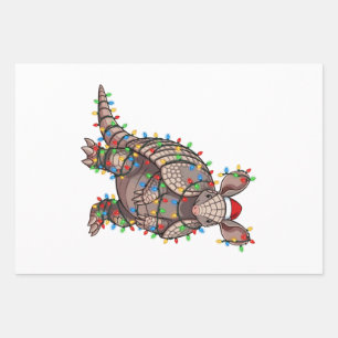 Armadillo Santa Light Christmas Animal Lover Wrapping Paper Sheets