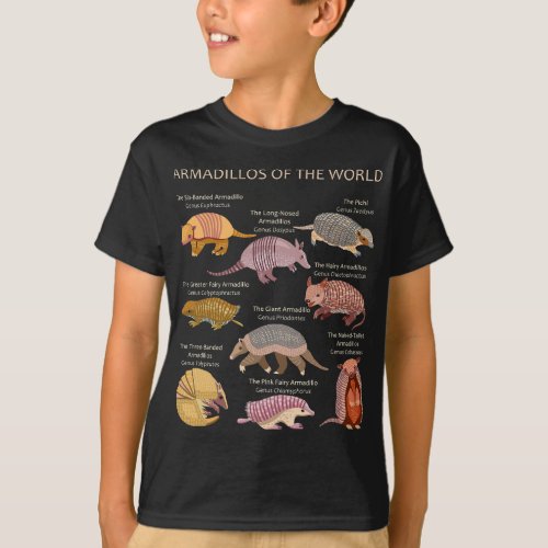 Armadillo Species of the World Armadillo Ecology T_Shirt