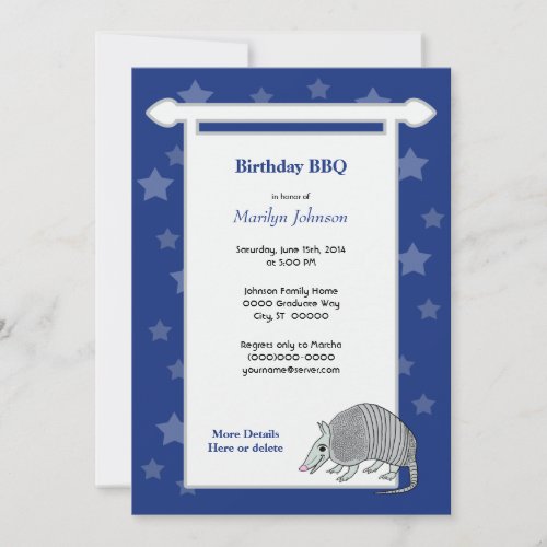 Armadillo Stars Scroll Party Invitation