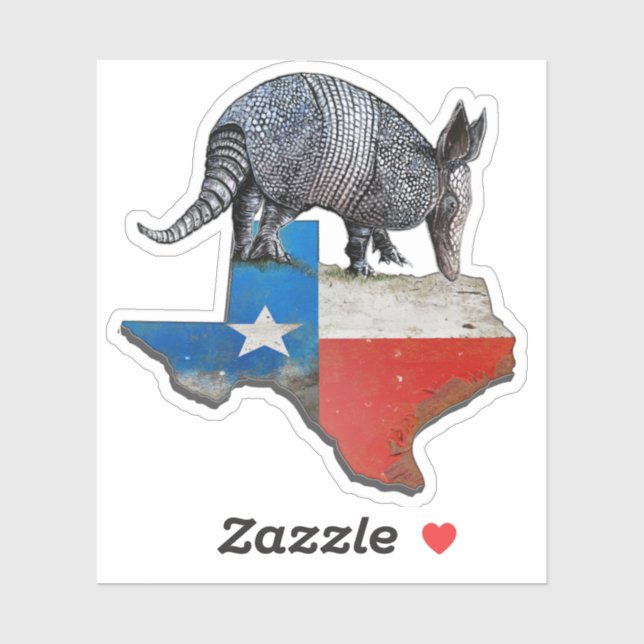 Armadillo Texas State Flag Map Sticker (Sheet)