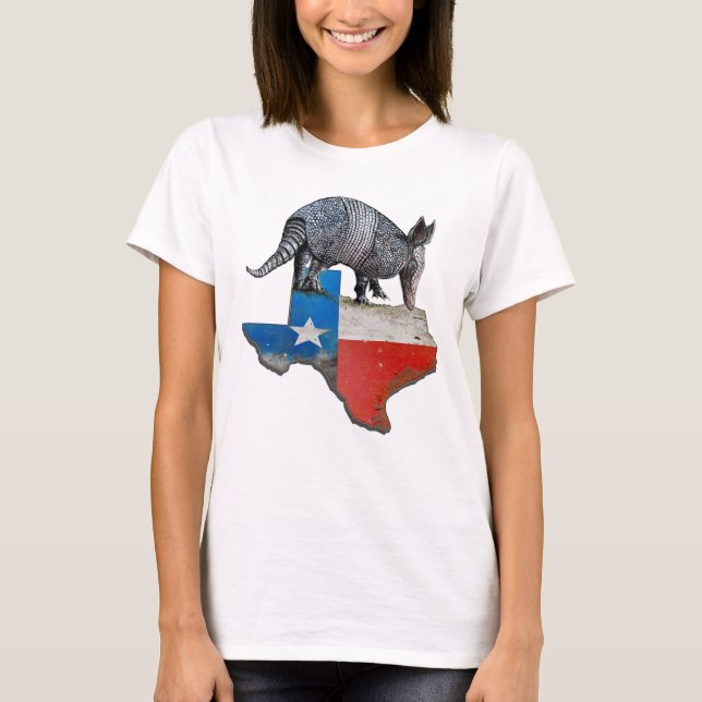 Armadillo Texas State Flag Map T-Shirt (Front)