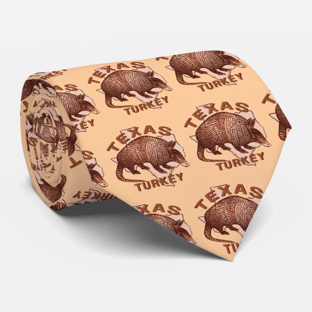 Armadillo Texas Turkey mens tie (Rolled)