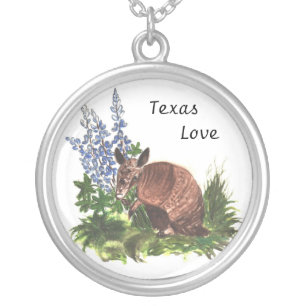 Armadillo with Bluebonnets Necklace