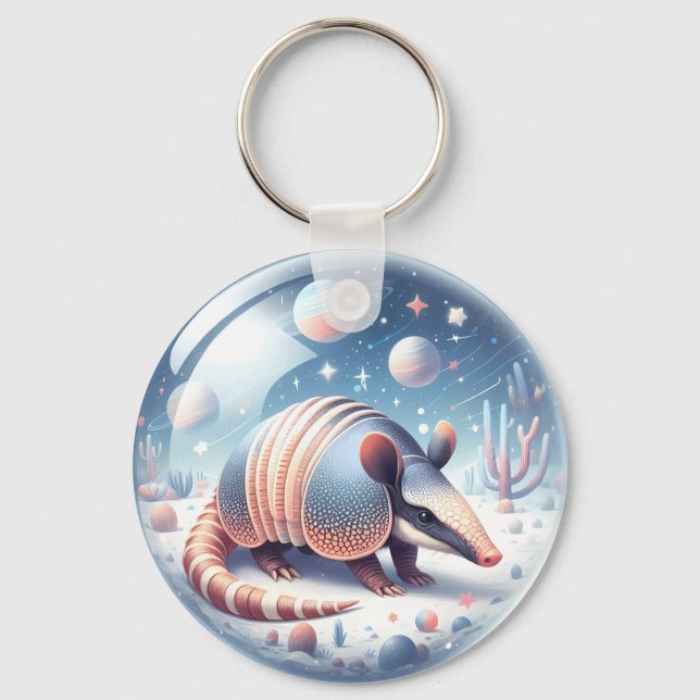 Armadillo with Cosmic Background Keychain (Front)