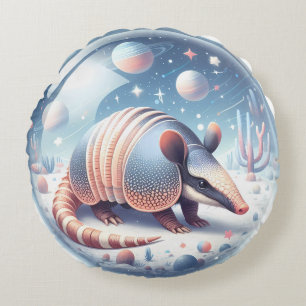 Armadillo with Cosmic BackgroundArm Round Pillow