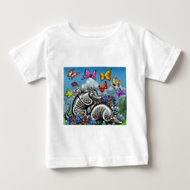 Armadillos Bluebonnets Butterflies Wildflowers Baby T-Shirt (Front)