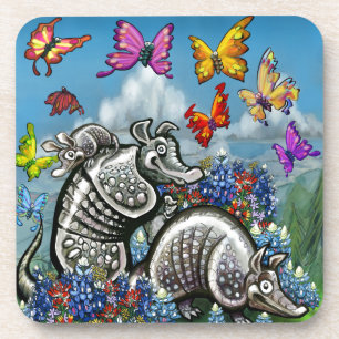 Armadillos Bluebonnets Butterflies Wildflowers Beverage Coaster