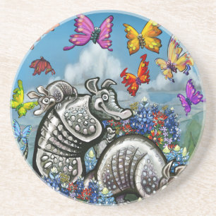 Armadillos Bluebonnets Butterflies Wildflowers Drink Coaster