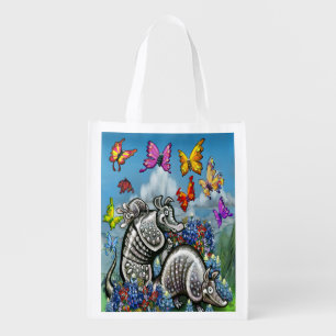 Armadillos Bluebonnets Butterflies Wildflowers Grocery Bag