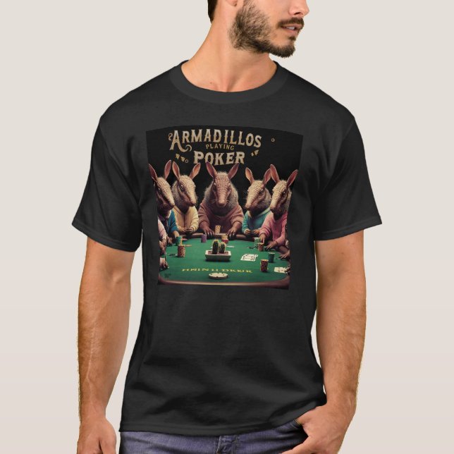 Armadillos Playing Poker  T-Shirt (Front)