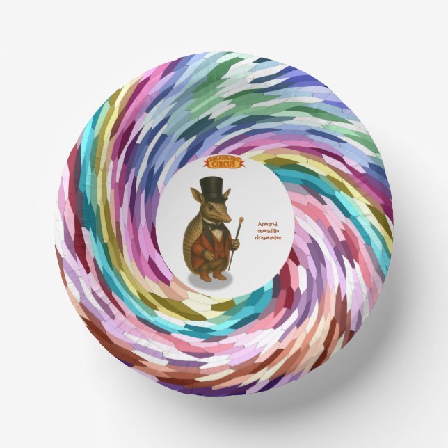 Armand, armadillo ringmaster paper bowls (Front)