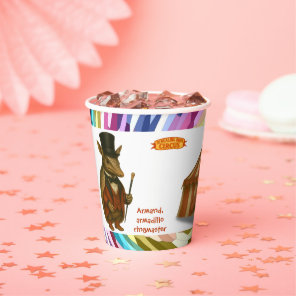 Armand, armadillo ringmaster paper cups