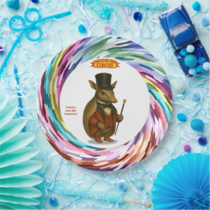 Armand, armadillo ringmaster paper plates