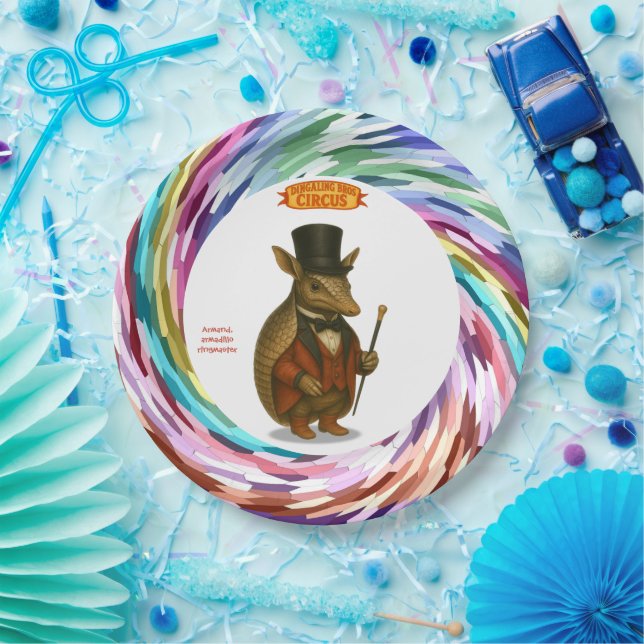 Armand, armadillo ringmaster paper plates (Party)
