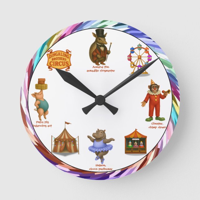 Armand, armadillo ringmaster round clock (Front)