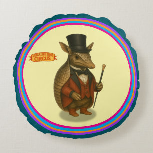 Armand, armadillo ringmaster round pillow