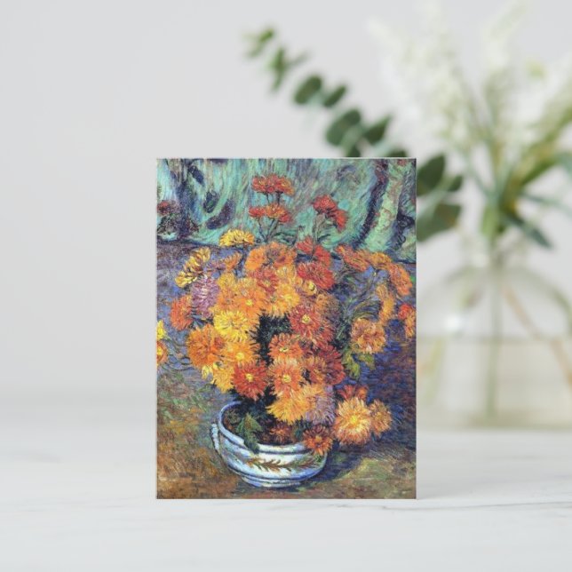 Armand Guillaumin - Vase de chrysanthemes Postcard (Standing Front)