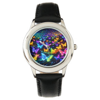 Armbanduhr in Neonfarben mit Schmetterlingsmotiv Watch
