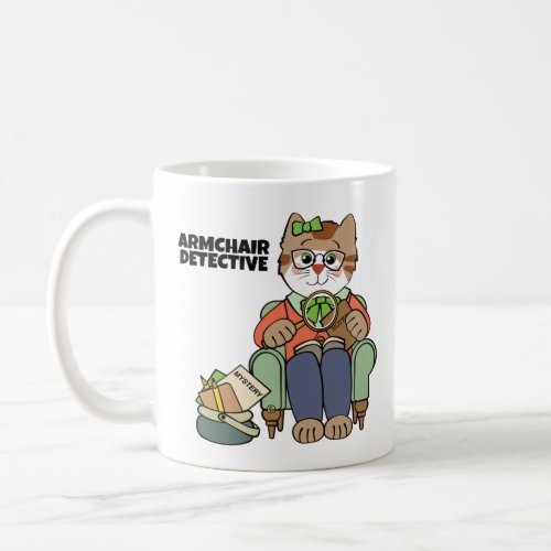 Armchair Detective Girl Cat Coffee Mug