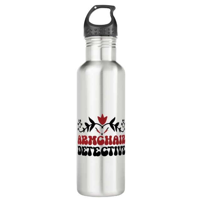 Armchair detective stainless steel water bottle (Front)