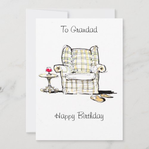 Armchair Slippers and Wine Birthday Card