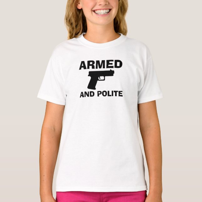 ARMED AND POLITE Girl's Basic T-Shirt (Front)